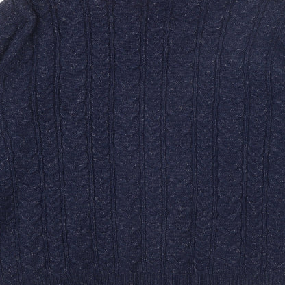 Damart Womens Blue Round Neck Acrylic Full Zip Jumper Size 18