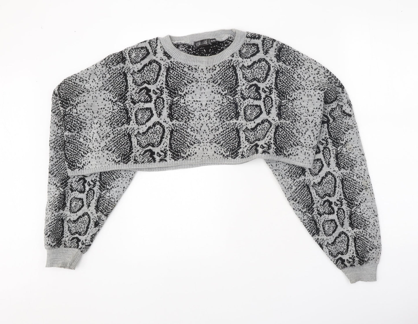 Womens UK Size S Rebellious Grey Pullover Jumper