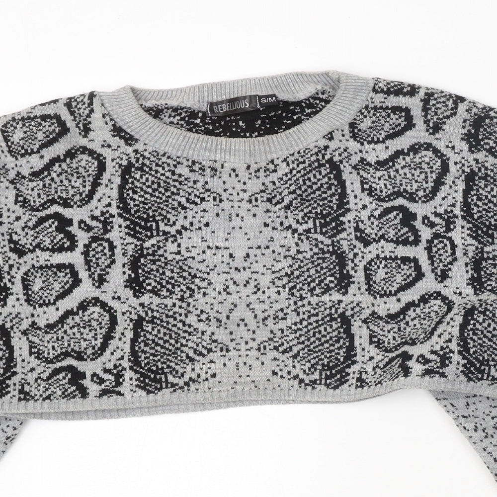 Womens UK Size S Rebellious Grey Pullover Jumper