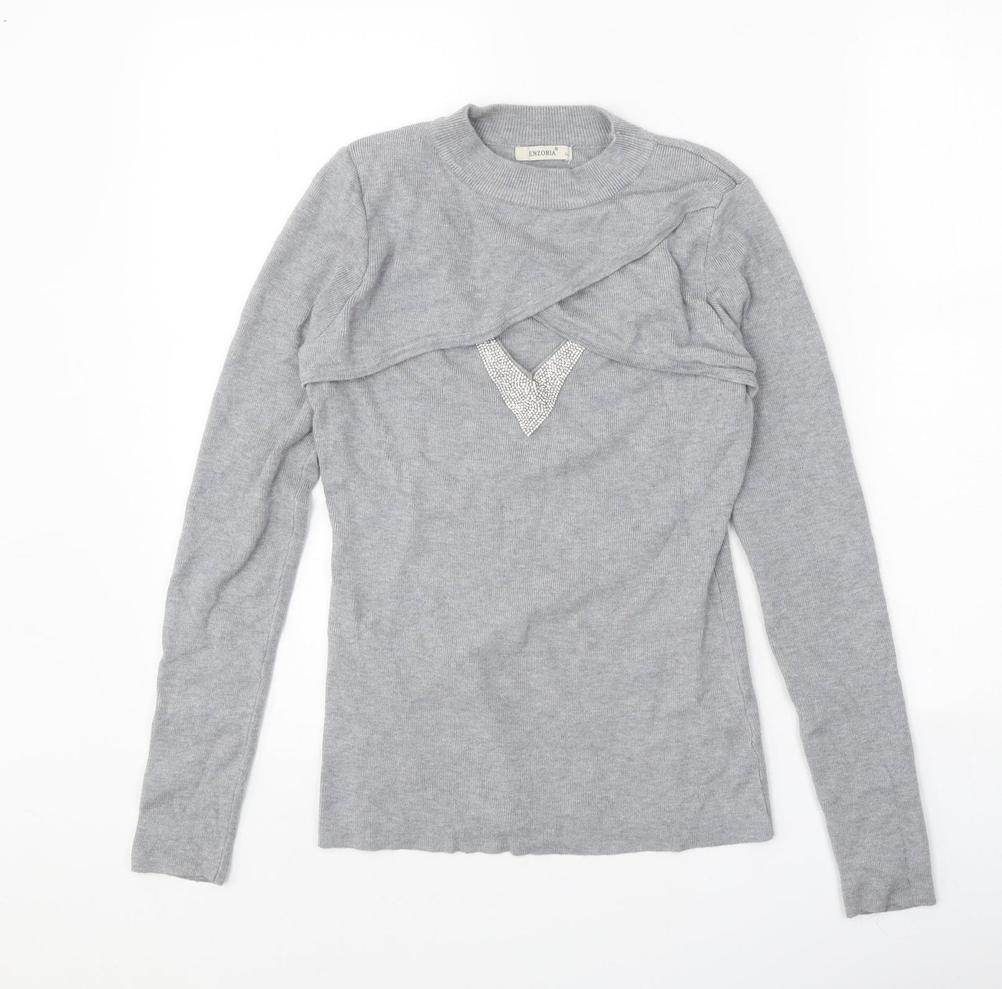 Womens UK Size One Size Enzoria Grey Pullover Jumper