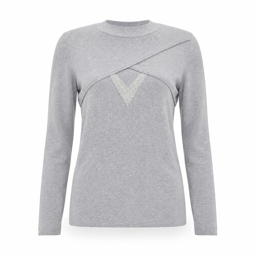 Womens UK Size One Size Enzoria Grey Pullover Jumper