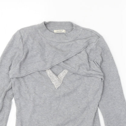 Womens UK Size One Size Enzoria Grey Pullover Jumper