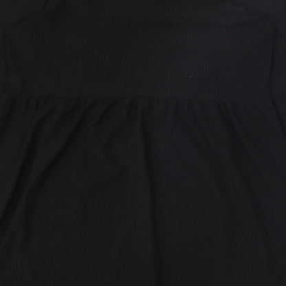 New Look Womens Black Herringbone Polyester A-Line Size 14 Round Neck Pullover