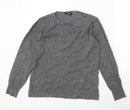 Klass Womens Grey Round Neck Viscose Pullover Jumper Size M
