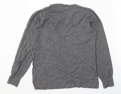 Klass Womens Grey Round Neck Viscose Pullover Jumper Size M