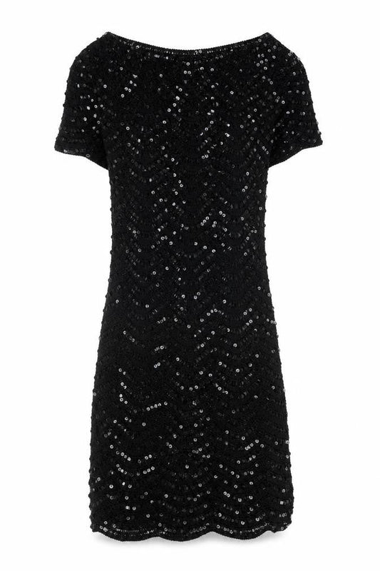 Preworn Womens Black Polyester Ball Gown One Size Boat Neck Pullover