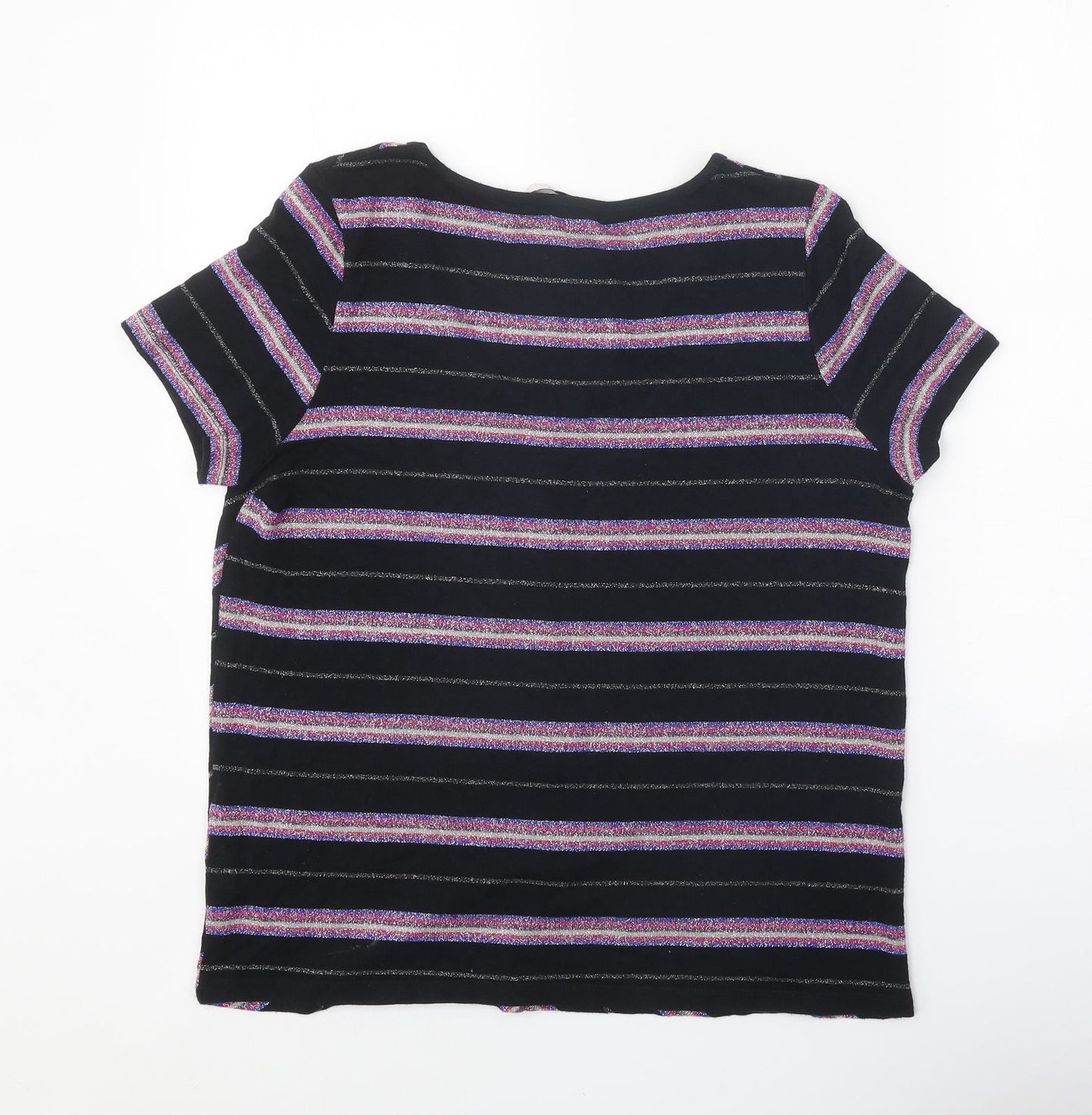 TU Womens Black V-Neck Herringbone Viscose Pullover Jumper Size 14