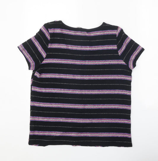 TU Womens Black V-Neck Herringbone Viscose Pullover Jumper Size 14