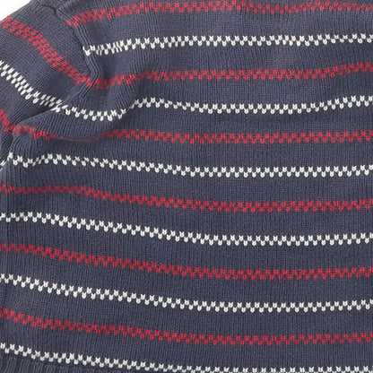 Lindex Girls Grey Round Neck Striped 100% Cotton Pullover Jumper Size 2 Years Button