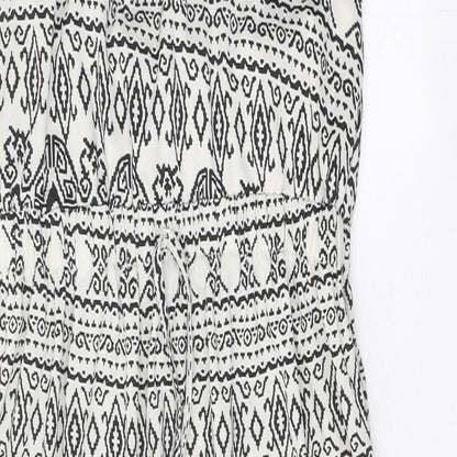 Amber Krystal Womens White Geometric Polyester Fit & Flare Size M Halter Tie