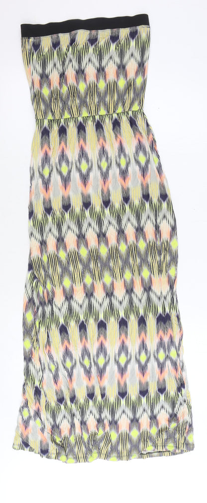 Warehouse Womens Multicoloured Geometric Viscose Maxi Size 8 Off the Shoulder Pullover