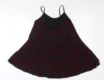 Mizumi Womens Black Floral Polyester Trapeze & Swing Size L Scoop Neck Pullover