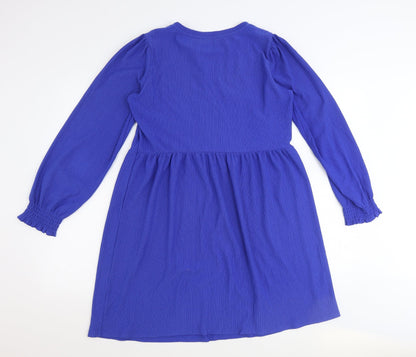 New Look Womens Blue Polyester Fit & Flare Size 10 Round Neck Pullover