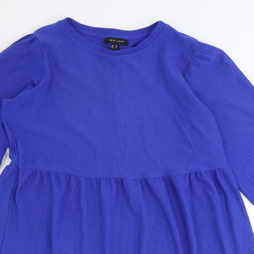 New Look Womens Blue Polyester Fit & Flare Size 10 Round Neck Pullover