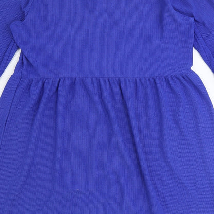 New Look Womens Blue Polyester Fit & Flare Size 10 Round Neck Pullover
