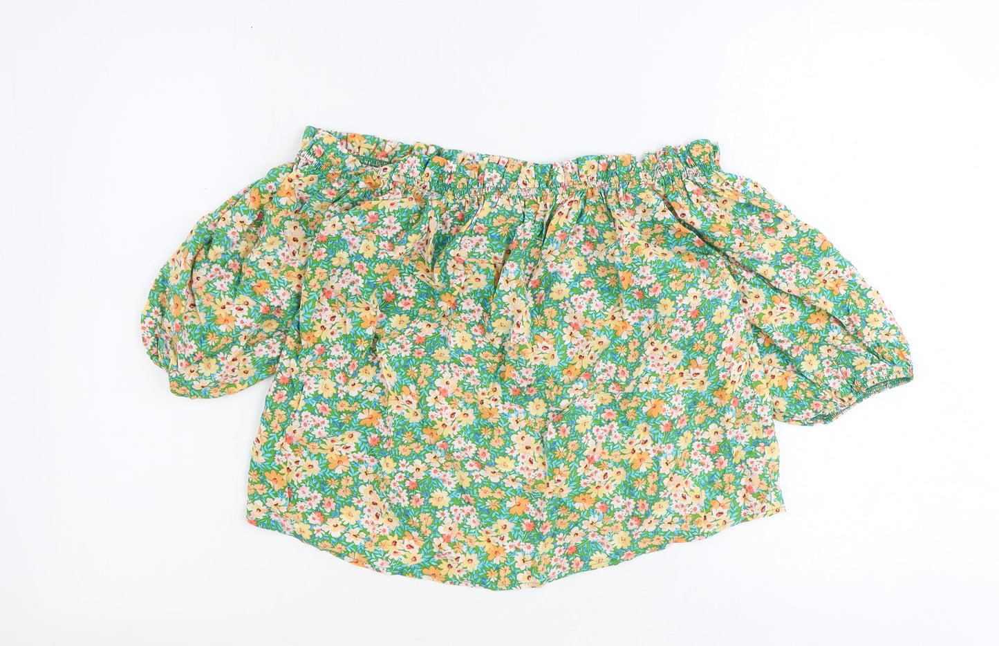 George Womens Green Geometric Viscose Cropped Tank Size 12 Off the Shoulder