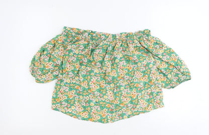 George Womens Green Geometric Viscose Cropped Tank Size 12 Off the Shoulder