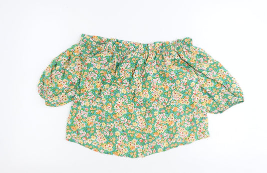 George Womens Green Geometric Viscose Cropped Tank Size 12 Off the Shoulder