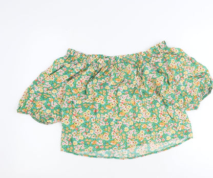 George Womens Green Geometric Viscose Cropped Tank Size 12 Off the Shoulder