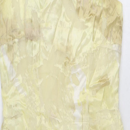Grace Collection Womens Yellow Geometric Viscose A-Line Size 8 Scoop Neck Zip