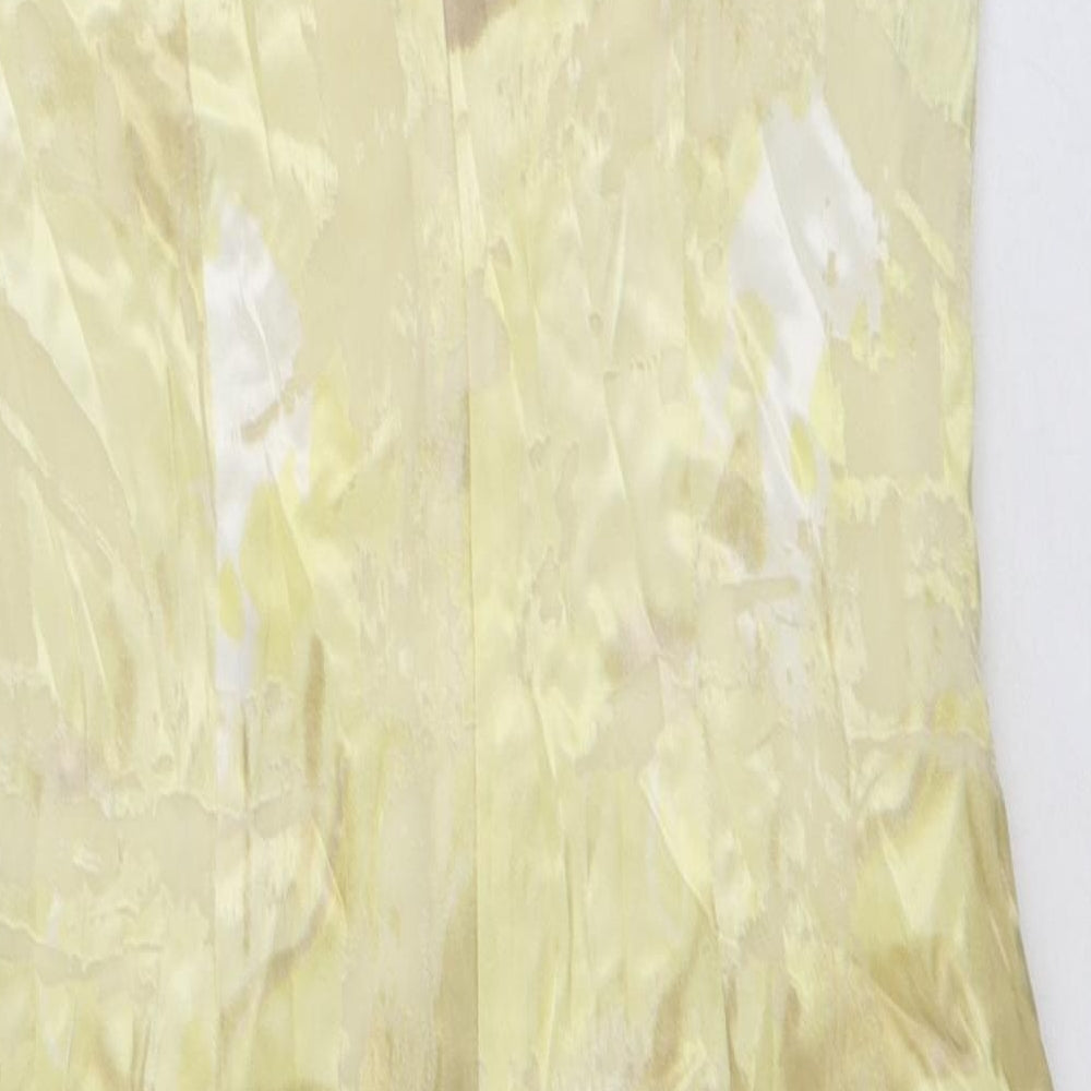 Grace Collection Womens Yellow Geometric Viscose A-Line Size 8 Scoop Neck Zip