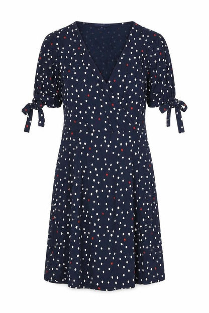 NEXT Womens Blue Polka Dot Viscose A-Line Size 10 V-Neck Pullover