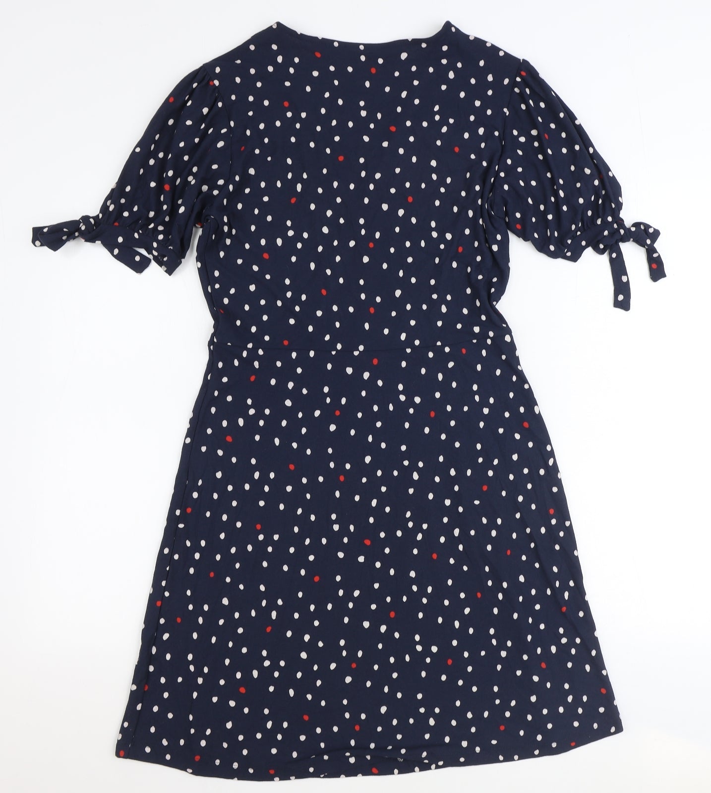 NEXT Womens Blue Polka Dot Viscose A-Line Size 10 V-Neck Pullover