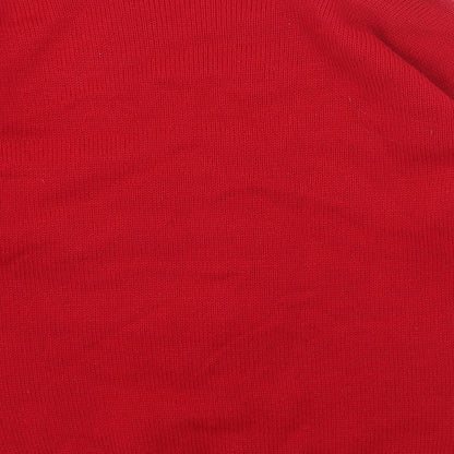 Pura Moda Womens Red Boat Neck Acrylic Pullover Jumper Size S - Reindeer