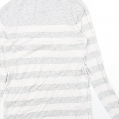 Primark Womens Grey Mock Neck Striped Acrylic Pullover Jumper Size 14