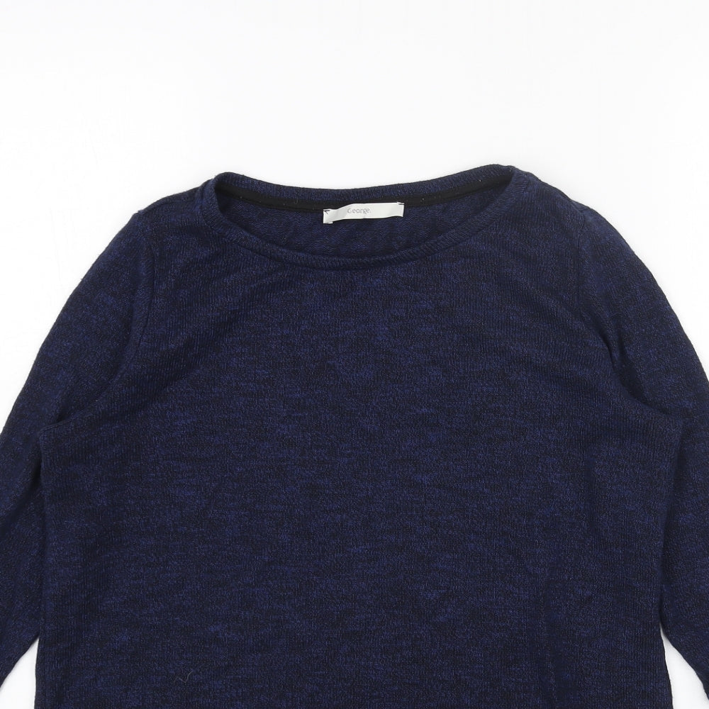 George Womens Blue Round Neck Viscose Pullover Jumper Size 14