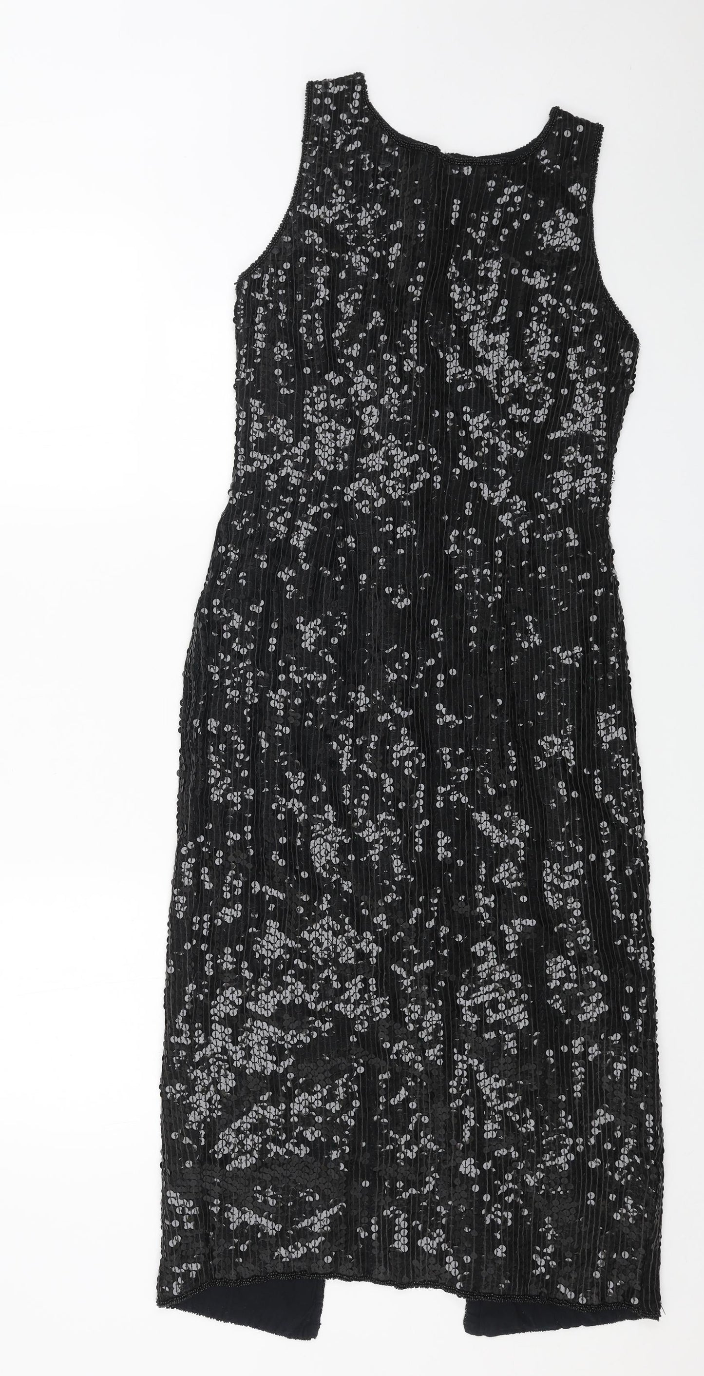 ps richards Womens Black Viscose Ball Gown Size 10 Round Neck Zip