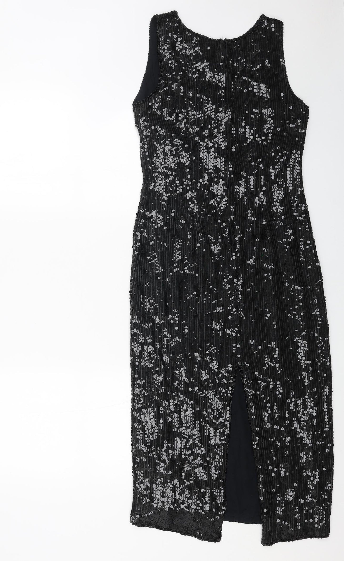 ps richards Womens Black Viscose Ball Gown Size 10 Round Neck Zip
