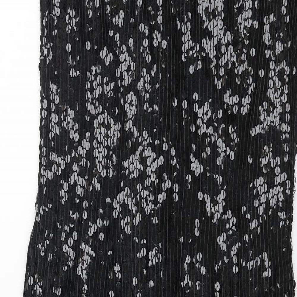 ps richards Womens Black Viscose Ball Gown Size 10 Round Neck Zip
