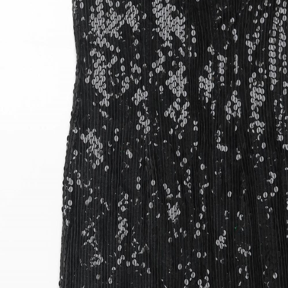 ps richards Womens Black Viscose Ball Gown Size 10 Round Neck Zip