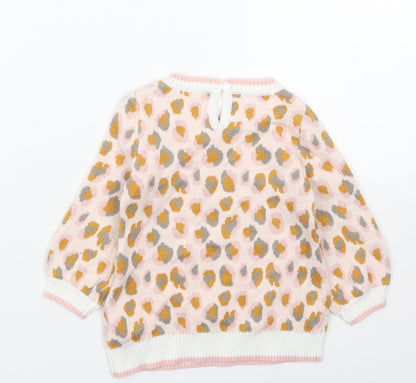 Cynthia Rowley Girls Pink Animal Print Acrylic Pullover Jumper Size 3-6 Months Pullover
