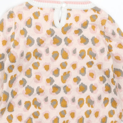 Cynthia Rowley Girls Pink Animal Print Acrylic Pullover Jumper Size 3-6 Months Pullover