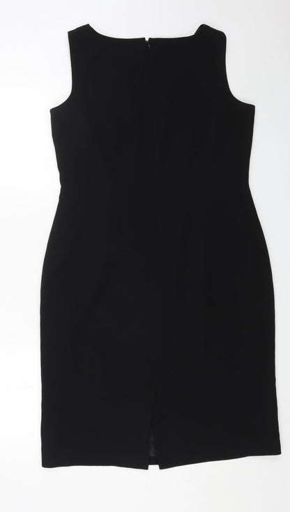Suit Studio Womens Black Polyester A-Line Size 10 Scoop Neck Zip
