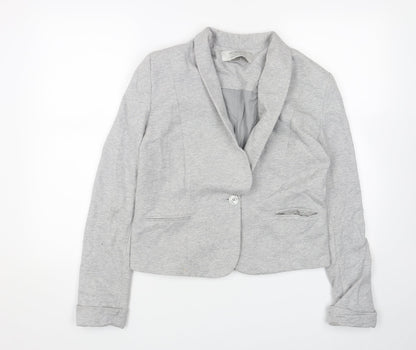 Zara Womens Grey Cotton Jacket Blazer Size L