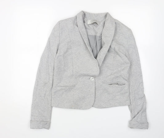 Zara Womens Grey Cotton Jacket Blazer Size L