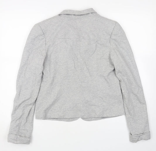 Zara Womens Grey Cotton Jacket Blazer Size L