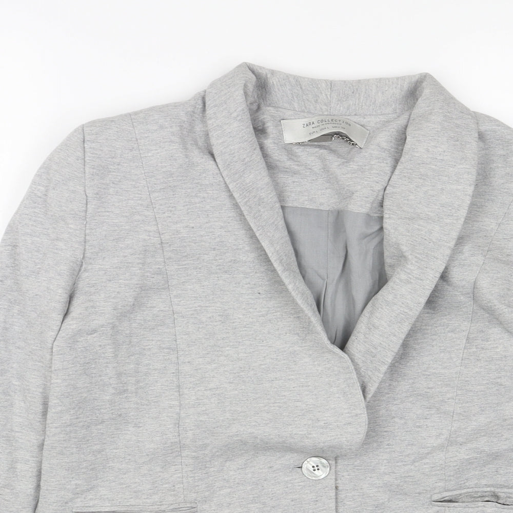Zara Womens Grey Cotton Jacket Blazer Size L