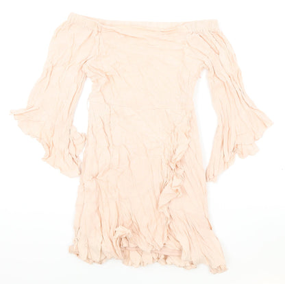 Pull&Bear Womens Pink Polyester Playsuit One-Piece Size S Zip