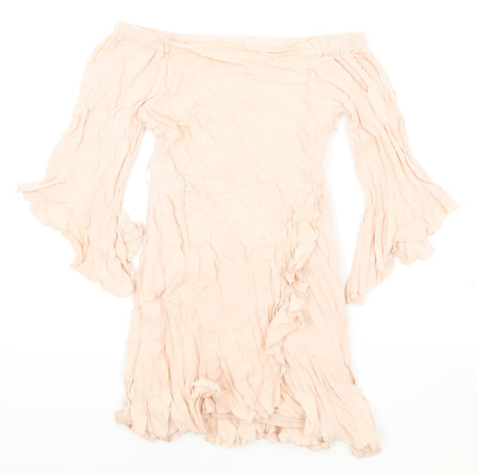 Pull&Bear Womens Pink Polyester Playsuit One-Piece Size S Zip