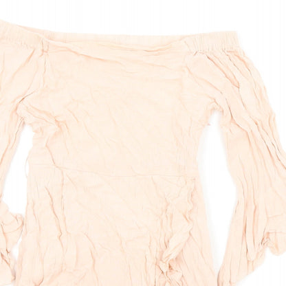 Pull&Bear Womens Pink Polyester Playsuit One-Piece Size S Zip