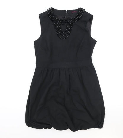 Collen X Womens Black Polyester A-Line Size 12 Round Neck Zip