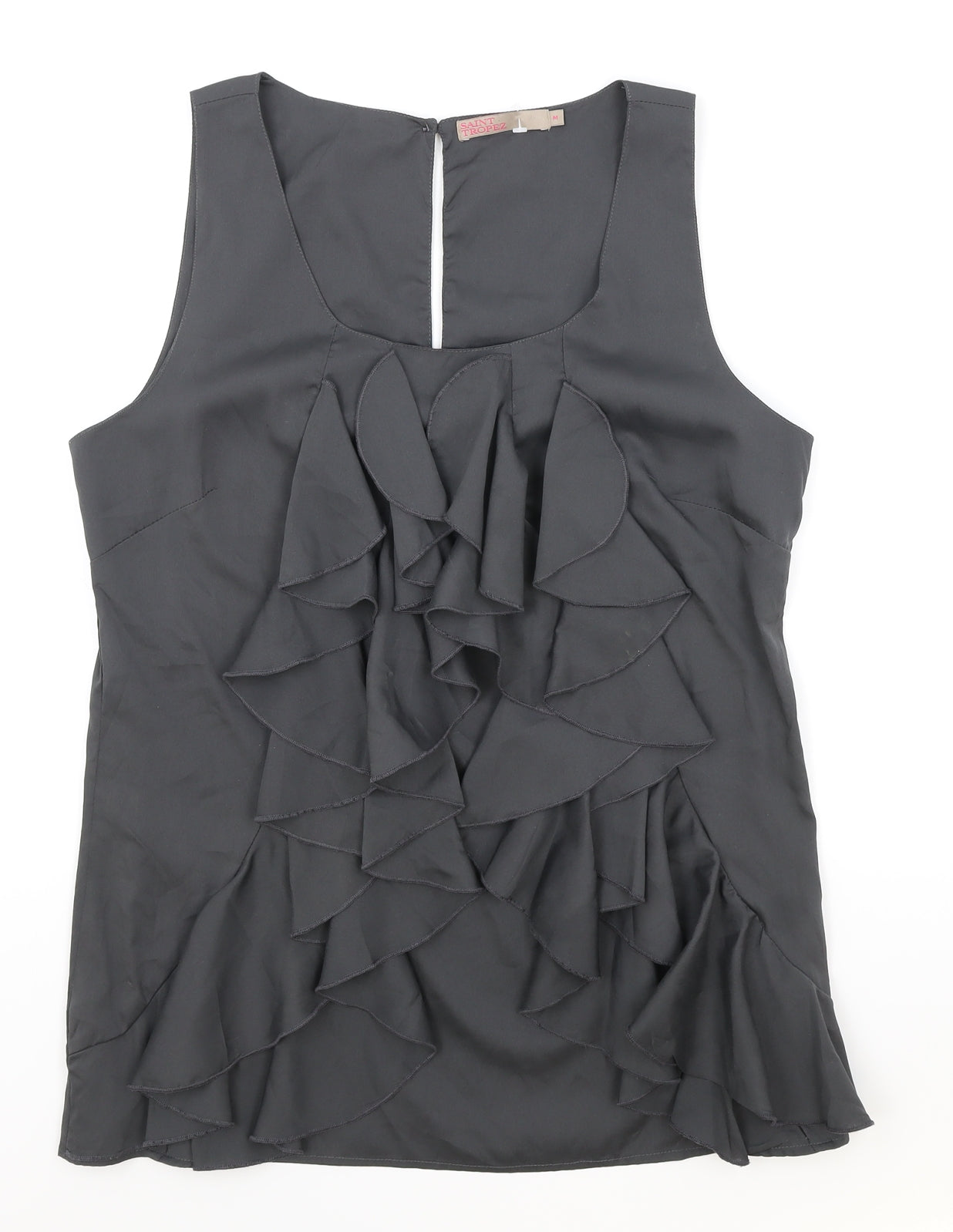 Womens UK Size M Saint Tropez Clothing Grey Basic Tank