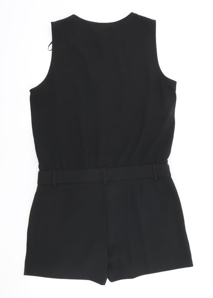 Mango Womens Black Polyester Playsuit One-Piece Size M Button
