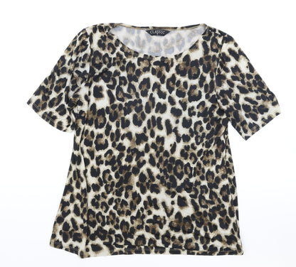 Womens UK Size 12 Classic Brown Basic T-Shirt