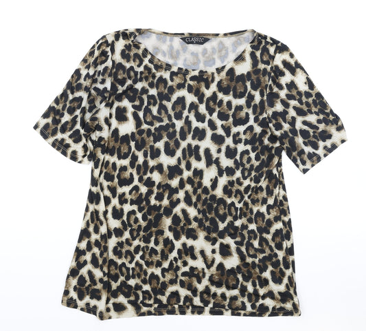 Womens UK Size 12 Classic Brown Basic T-Shirt