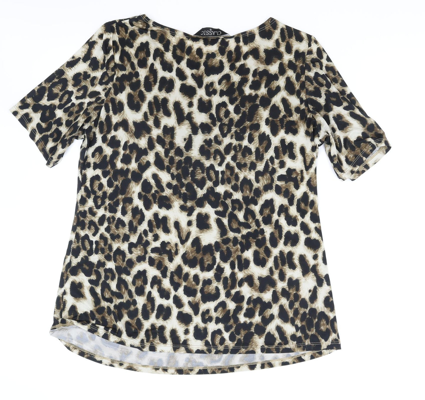 Womens UK Size 12 Classic Brown Basic T-Shirt